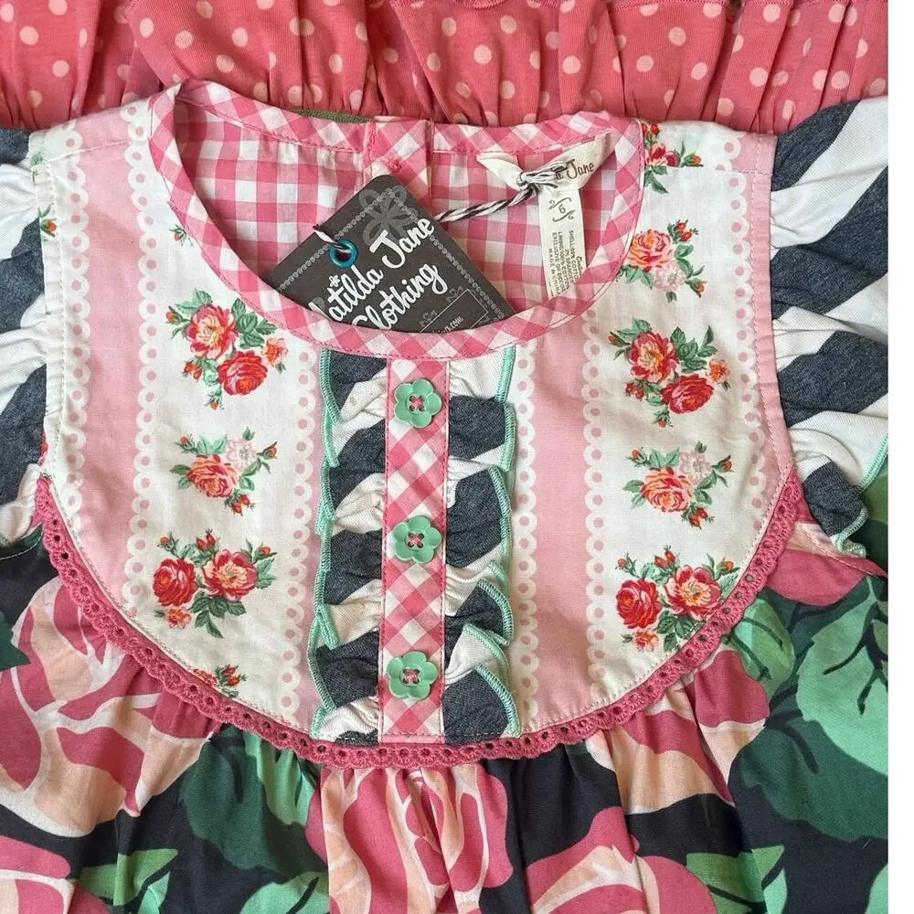 NWT Matilda Jane Brilliant Daydream All Abloom Dress Girls Size 6 Boutique Roses